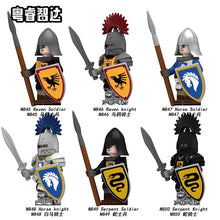 N845-850 Castle Faction Series: Knights of the Raven, White Horse, and Black Snake Minifigures