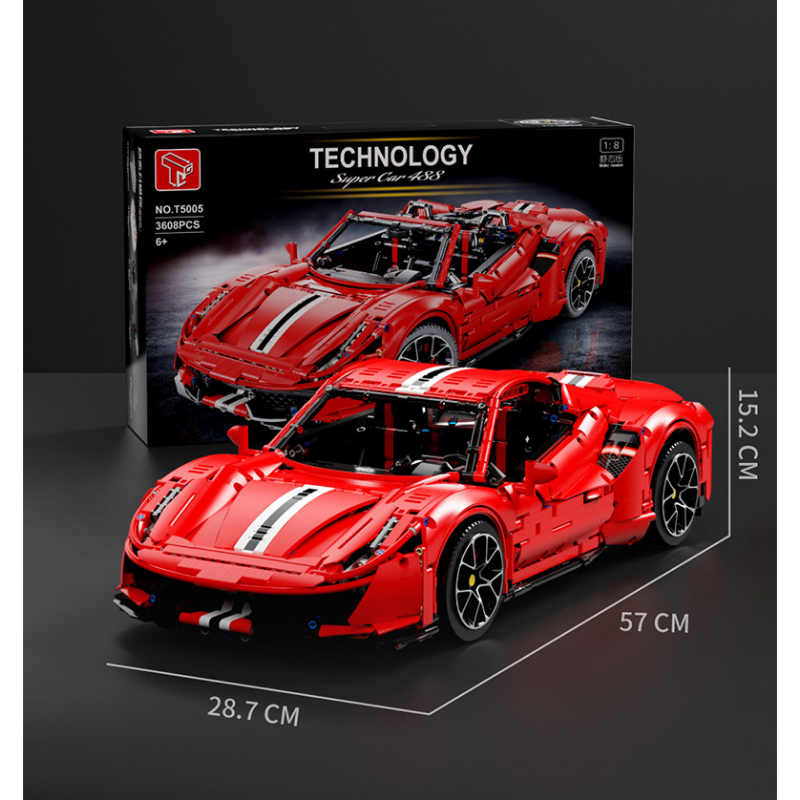 3229 pcs T5005 T5005-A Taigaole Red and yellow Ferrari 488 – Joy