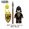 N845-850 Castle Faction Series: Knights of the Raven, White Horse, and Black Snake Minifigures