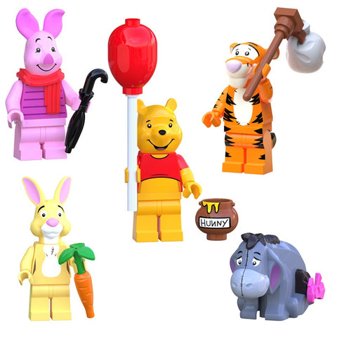 66001-66005 Cartoon Anime Winnie the Pooh Tigger Donkey Minifigures