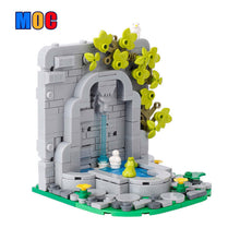 MOC Medieval Castle Scene Building Fountain Garden Pool