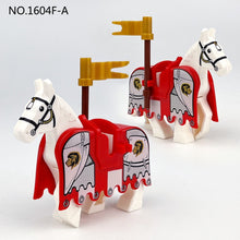 1604F-A 1604F-B 1604F-C Medieval blue lion, red lion, black eagle warhorse minifigures