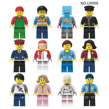 LW005-009 Male Farmer Police Engineer Racer Astronaut Minifigures