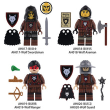AH017-020 medieval military castle wolf cavalry soldier Minifigures