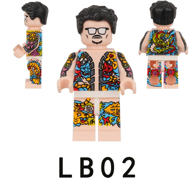 LB01-LB03 Classic Old Flower Trendy Brand Black Gang Tattoo
