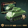 879pcs QUANGUAN 100294 British-American tank series：LVT(A)1 AMPHIBIOUS TANK,"STUART" LIGHT TANK,SHERMAN "FIREFLY" MEDIUM TANK,"VALENTINE" MK I LIGHT TANK