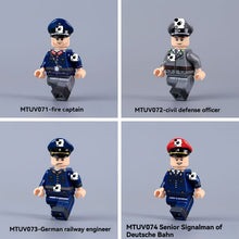 MTUV071-074 World War II historical military minifigures, firefighters, railway engineers