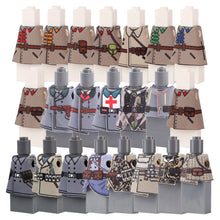 WWII German, American, French and Soviet Military Soldier Minifigures Coat and Cape