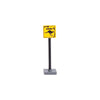Urban traffic road signs, roadblocks, signals, street lights