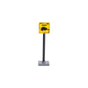 Urban traffic road signs, roadblocks, signals, street lights