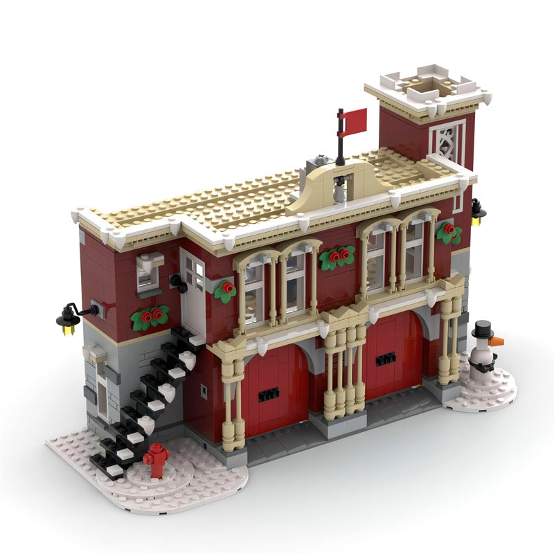 1086 parts MOC 156854 Winter Village Fire Station with 2 Bays