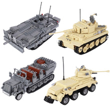 MOC World War II German half-track armored vehicle, North African Tiger tank, military model.
