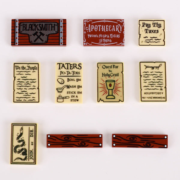 Medieval Ancient Rome Signs Road Signs Wood Grain Prints Minifigures ...
