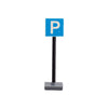 Urban traffic road signs, roadblocks, signals, street lights