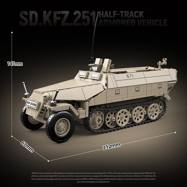 714pcs QUANGUAN 100319 SD.KFZ.251 HALF-TRACK ARMORED VEHICLE – Joy Bricks