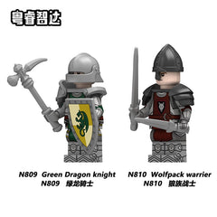 N809-810 Medieval series Green Dragon Knight Wolf Warrior
