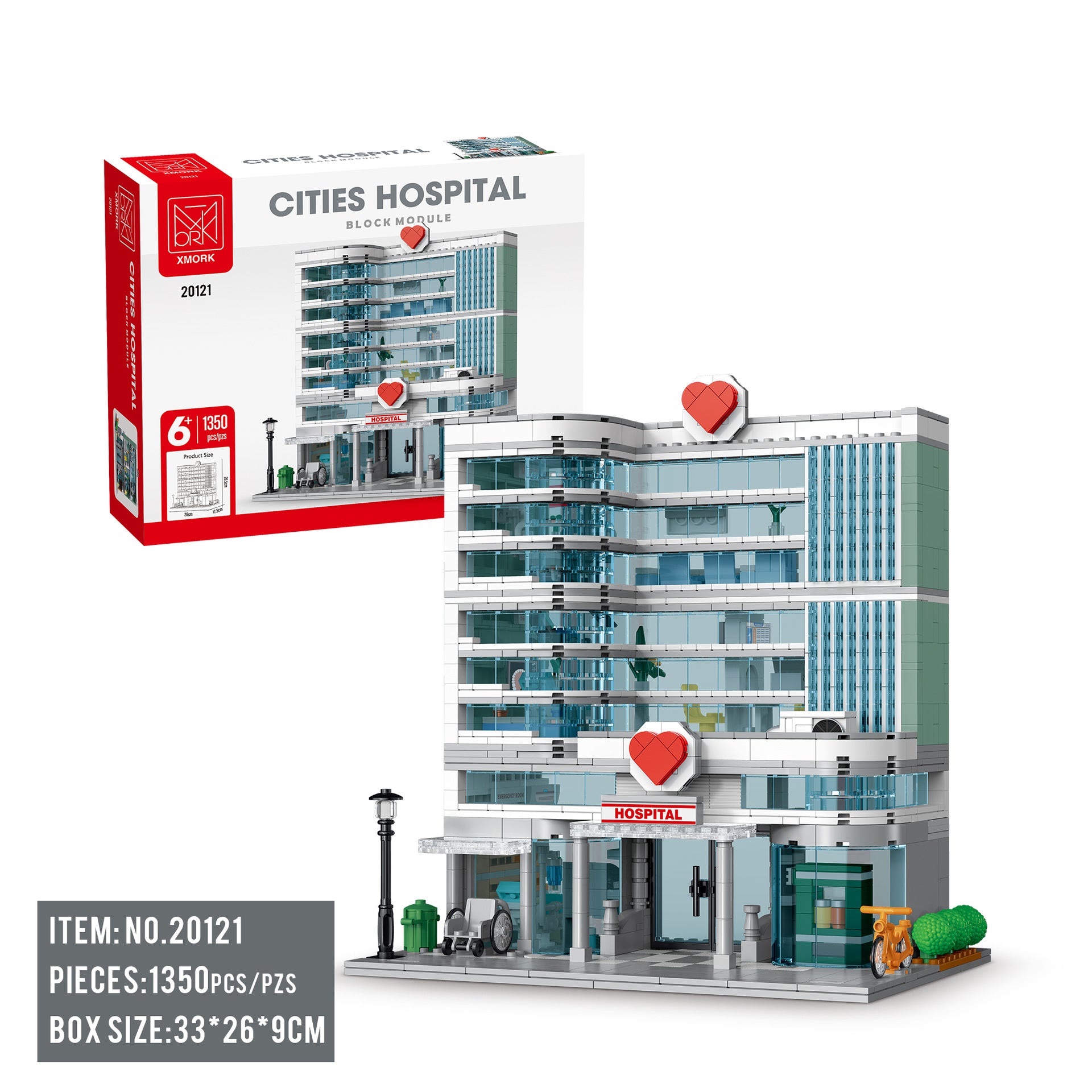 Presell 1350 pcs XMORK 20121 Cities Hospital – Joy Bricks