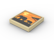 PARTS 3068bpr0445  75504 2*2 Printing Sunset Elephant 2pcs