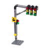 Urban traffic road signs, roadblocks, signals, street lights