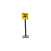 Urban traffic road signs, roadblocks, signals, street lights