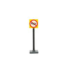 Urban traffic road signs, roadblocks, signals, street lights