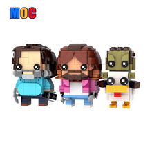 (Gobricks version) 588pcs MOC-217708 Steve, Garrett & Chicken Jockey Brickheadz LEGO MOC - A Mine Craft Movie
