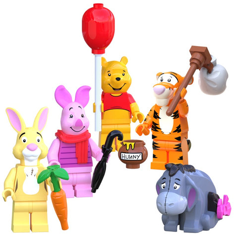 66001-66005 Cartoon Anime Winnie the Pooh Tigger Donkey Minifigures