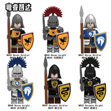 N845-850 Castle Faction Series: Knights of the Raven, White Horse, and Black Snake Minifigures
