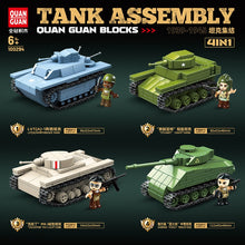 879pcs QUANGUAN 100294 British-American tank series：LVT(A)1 AMPHIBIOUS TANK,"STUART" LIGHT TANK,SHERMAN "FIREFLY" MEDIUM TANK,"VALENTINE" MK I LIGHT TANK
