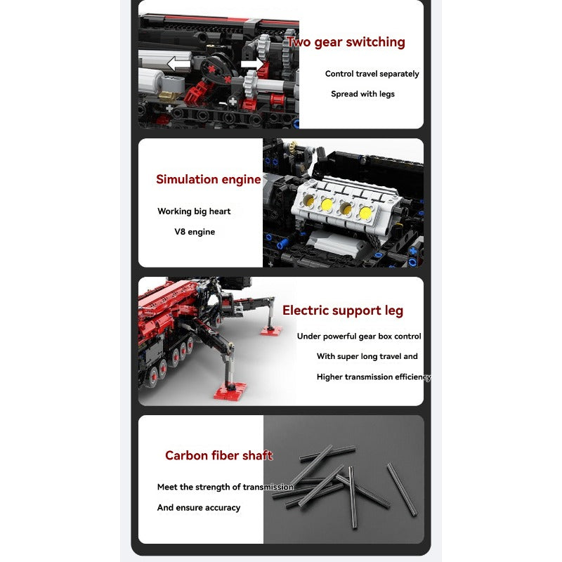 Ubricks E1001 2026 5V Liebherr Ltm11200 Mobiele Kraan Model Afstandsbediening Moc 10400 PCS - Afbeelding 9