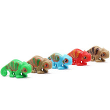 2pcs 6287954 Chameleon with Black and Bright Light Blue Stripes Pattern