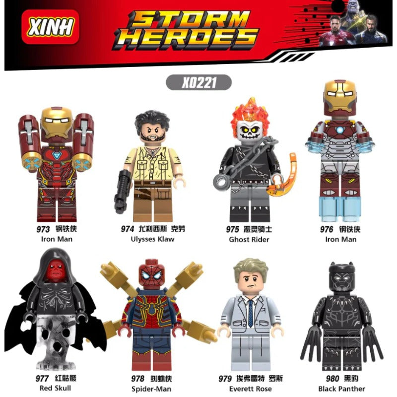 XH0221 superhero series Ghost Rider Spiderman minifigures