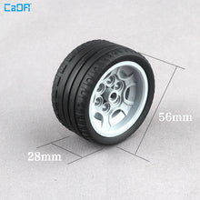 4pcs Cada 41897 Wheel 43.2mm D.x26mm Technic Racing Small 6 Pin Holes with Black Tire 56x28 ZR Street