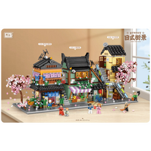 LOZ 1234 1235 1236 Japanese Street View Noodles Restaurant Residential Building Fruit Shop ( Mini bricks） MINI Bricks