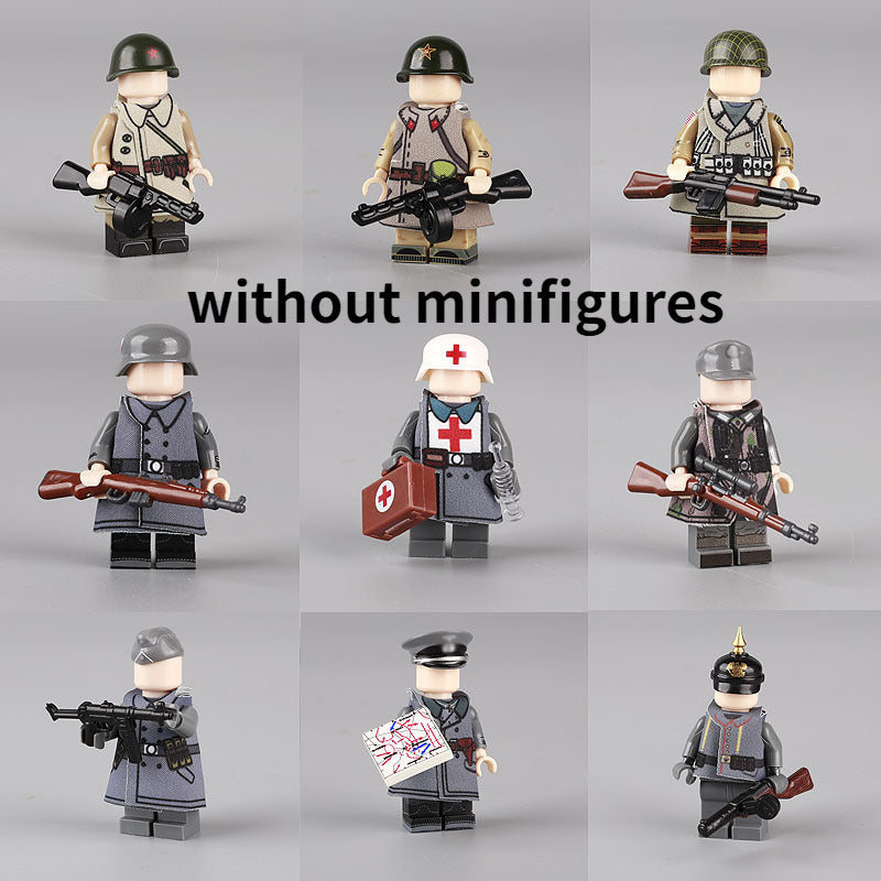 WW2 Military Soldier helmet Minifigure Weapon Accessories