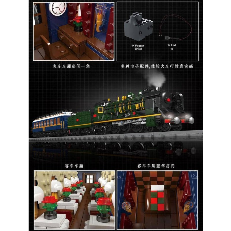 Mould King 12025 Technology Remote Controlled Steam Locomotive SNCF 231 of Orient Express French Railways Train Lighting Building Blocks Set LED