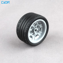 4pcs Cada 41897 Wheel 43.2mm D.x26mm Technic Racing Small 6 Pin Holes with Black Tire 56x28 ZR Street