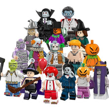 16pcs Halloween series minifigures vampire witch pumpkin man clown combination
