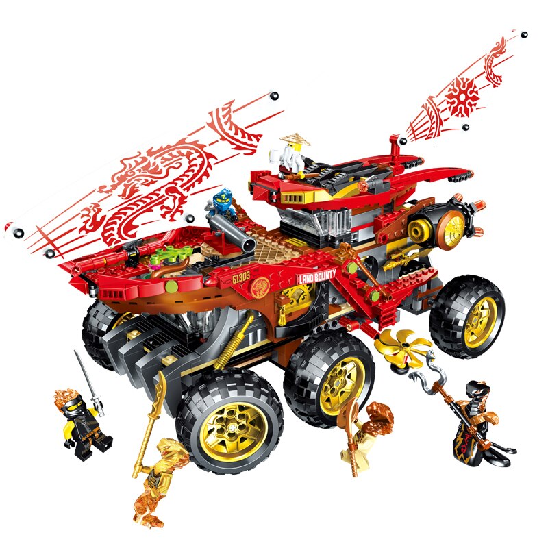 858PCS PRCK61029 Bounty Truck Model Building Blocks From Ninja Land Children's Toy Bricks