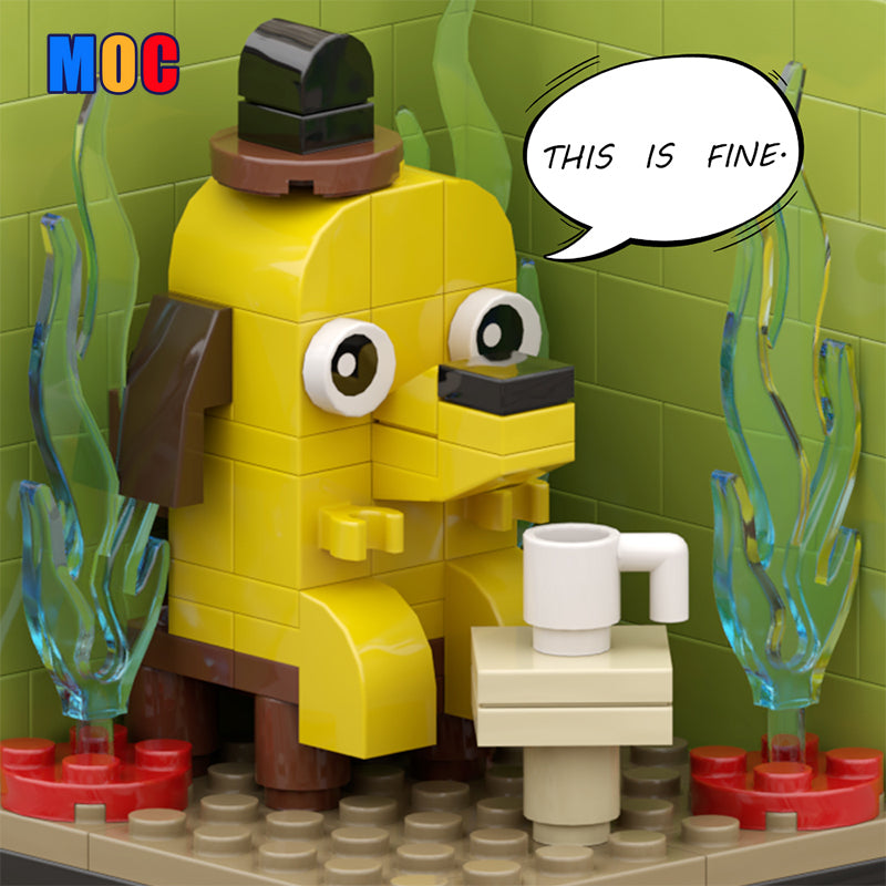 This Is Fine Meme in LEGO 