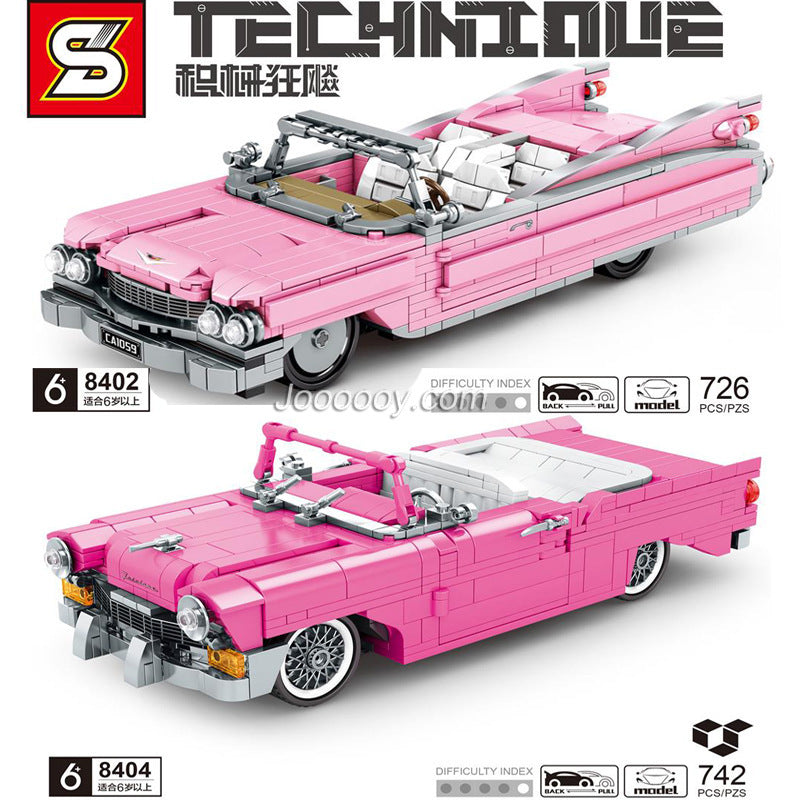 742PCS SY8404 SY8402 Chevrolet pink retro convertible