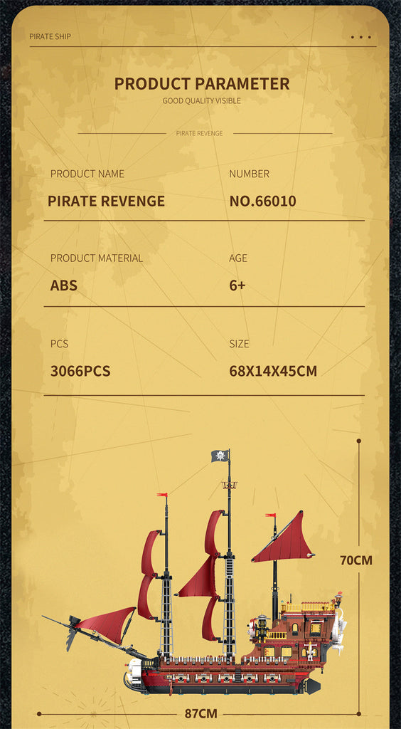 3066PCS Reobrix 66010 Pirate Revenge Ship