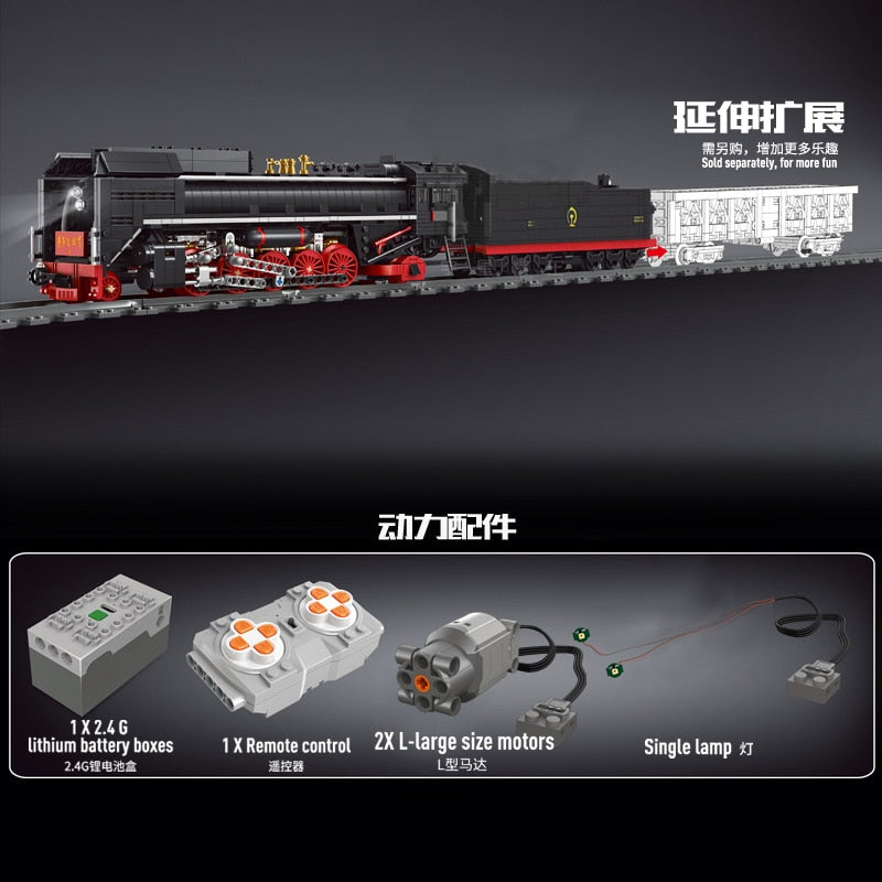 2160PCS Mould King12003 QJ Steam Locomotives