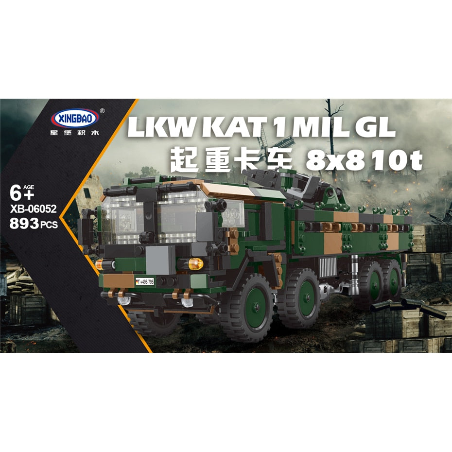 893pcs Xingbao 06052 LKW KAT 1MIL GL 8X8 10T Crane Truck