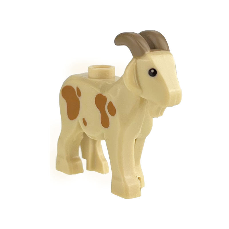 95341pb01 Goat with Dark Tan Horns and Medium Nougat Spots