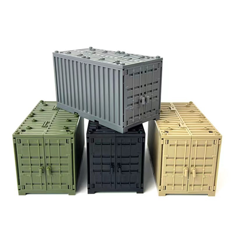 Container Base Bricks MOC Military Container Building Blocks Box Toys WW2 War Base Technical ...
