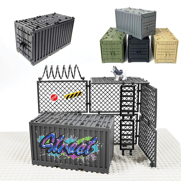 MOC Military Container Building Blocks Box Toys WW2 War Base Technical ...