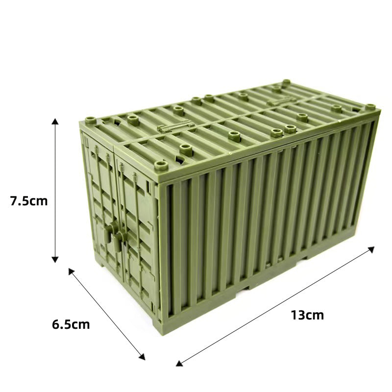 Container Base Bricks MOC Military Container Building Blocks Box Toys WW2 War Base Technical ...