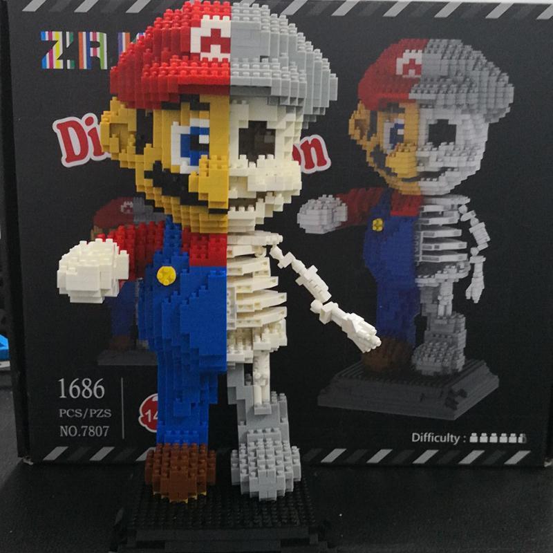 1686pcs ZRK 7807 Dissection Skeleton Super Mario Creator Magic Diamond ...