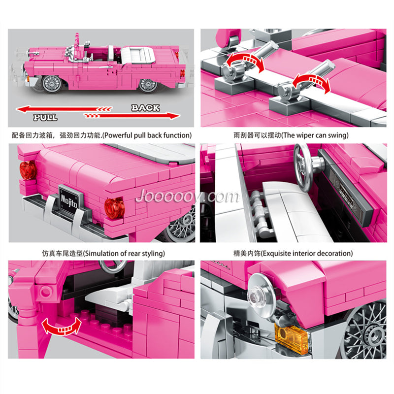 742PCS SY8404 SY8402 Chevrolet pink retro convertible